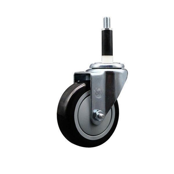 4'' Black Poly Wheel Swivel 7/8'' Expanding Stem Caster